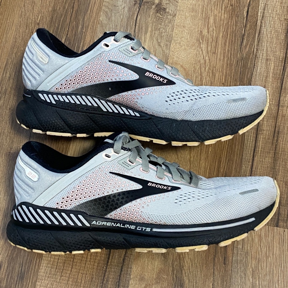 Brooks Adrenaline GTS 22 Womens Grey Black Pink Running Shoes Size 7 - Picture 6 of 8
